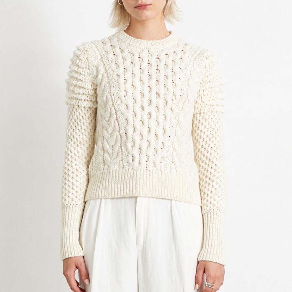 Eleven Six Nyla Sweater Womens S Ivory Alpaca/Wool Knit Crewneck Long Sleeve